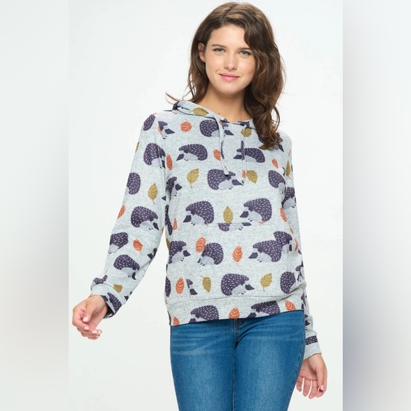 Hedgehog 🦔 Pullover Long Sleeve Sweater Sweatshirt Hoodie - Picture 4 of 7